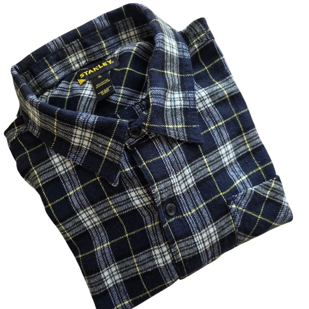 Stanley Plaid Flannel‎ Shirt Long Sleeve Button Up Workwear Mens XL